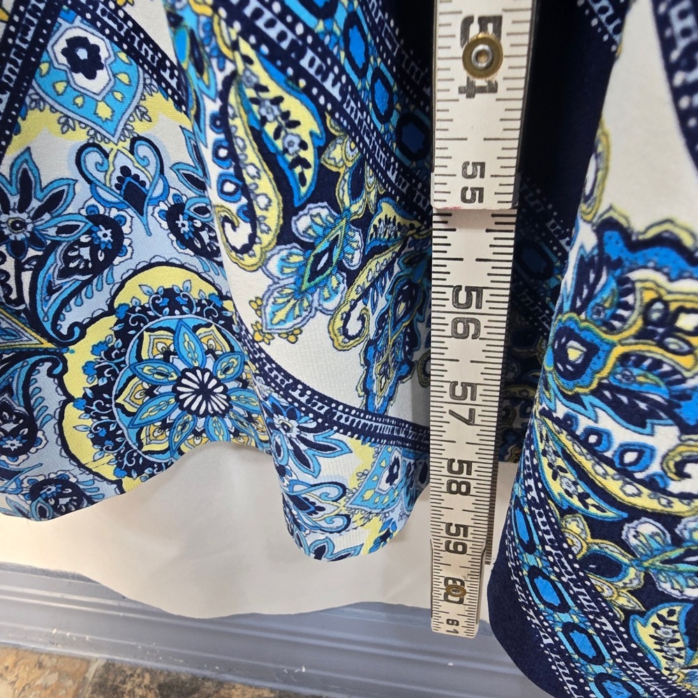 London Times Blue Medallion Tile Print Sleeveless Maxi Dress Size 8 Empire Waist - Picture 6 of 10